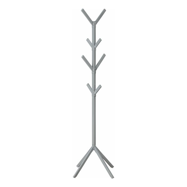 Monarch Specialties Coat Rack, Hall Tree, Free Standing, 8 Hooks, Entryway, 70"H, Bedroom, Metal, Grey, Contemporary I 2058 - main